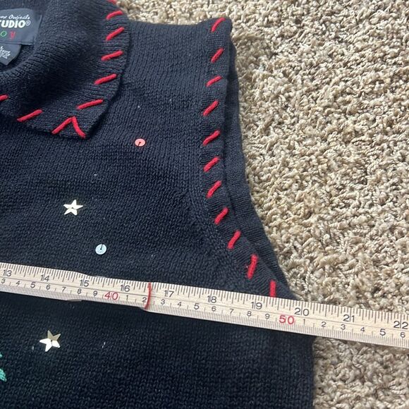 DISIGNERS‎ ORIGINALS STUDIO SWEATER ZIP COLLARED LARGE CHRISTMAS TREE GIFTS VEST - Picture 6 of 10